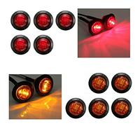 VIGORFLYRUN PARTS LTD 10Pcs Feux de Gabarit Latéraux, Feux De Côté 3 LED 3/4" Rond Feux De Dégagement pour 12V Remorque Camion Lorry Caravan Bus - Rouge + Jaune