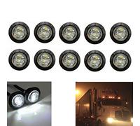 VIGORFLYRUN PARTS LTD Feux de Gabarit Latéraux, Feux De Côté 3 LED 3/4" Rond Feux De Dégagement pour 12V Remorque Camion Lorry Caravan Bus - 10Pcs Blanc