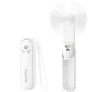 VigorLife Mini ventilateur portable 3 en 1 rechargeable par USB avec batterie externe, lampe de poche LED, petit ventilateur de poche pliable - Essentiel de voyage et d'urgence pour extérieur (blanc)