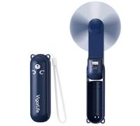 VigorLife Mini Ventilateur Portatif 3-en-1 USB - Ventilateur de Refroidissement Personnel avec Power Bank, Lampe Torche LED - Pliable de Poche pour Voyage, Urgence Extérieure(Bleu Marine)