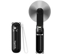 VigorLife Mini Ventilateur Portatif 3-en-1 USB - Ventilateur de Refroidissement Personnel avec Power Bank, Lampe Torche LED - Pliable de Poche pour Voyage, Urgence Extérieure (Noir)