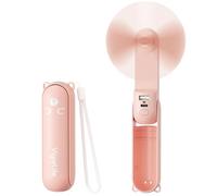 VigorLife Mini Ventilateur Portatif, Ventilateur à Main Portable 3 en 1, Ventilateurs de Poche Rechargeable par USB, ventilateurs à Piles[19 heures], Avec Batterie Externe, Lampe de Poche (Rose)