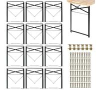 Vigormat Pied De Table Pliable pour Banc de Brasserie et Jardin, Kit de Montage Complet avec Vis pour Meuble DIY, Support Rabattable en Métal Robuste, Gain de Place Extérieur (12 Pieds + Kit - Noir)