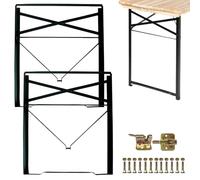 Vigormat Pied De Table Pliable pour Banc de Brasserie et Jardin, Kit de Montage Complet avec Vis pour Meuble DIY, Support Rabattable en Métal Robuste, Gain de Place Extérieur (2 Pieds + Kit - Noir)
