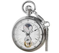 VIGOROSO Montre de Poche Vintage en cuivre pour Homme à remontage Manuel Seconde et 24 Heures sous-Cadrans dans Une boîte, Tourbillon en Acier, Montre de Poche