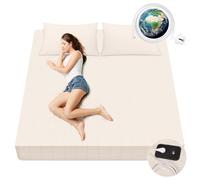 VigorVortex Drap-housse de mise à la terre 90 % coton biologique et 10 % fibre d'argent - Avec câble de terre UE pour un meilleur sommeil - 200 x 200 cm - Beige