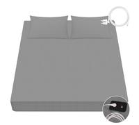 VigorVortex Drap-housse de mise à la terre 90 % coton biologique et 10 % fibre d'argent - Avec câble de terre UE pour un meilleur sommeil - 100 x 200 cm - Gris