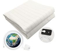 VigorVortex Drap plat de mise à la terre avec fibre d'argent - Tapis de mise à la terre conducteur pour un meilleur sommeil, soulagement du stress et réduction de la douleur, cordon britannique de 4,6