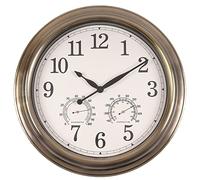 Vigorwise Horloges d'extérieur de 40,6 cm, horloges d'extérieur à cadre en métal étanche, horloge murale d'extérieur silencieuse pour terrasse, piscine, bronze