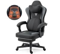 Vigosit Chaise de gaming avec soutien lombaire chauffant, en tissu, avec sac, coussin de printemps, repose-pieds et chevalet, ergonomique, pour gamer, charge maximale : 150 kg, noire
