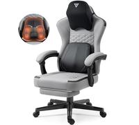 Vigosit Chaise de Gaming Ergonomique avec Soutien Lombaire Chauffant, Coussin à Ressorts ensachés et Repose-Pieds - Gris