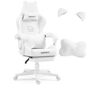 Vigosit Chaise de Jeu Mignonne avec Oreilles et Coussin Kawaii, Ergonomique, pour Filles, avec Soutien Lombaire et Repose-Pieds - Chaise de Gamer Confortable pour Adolescentes (Blanc)