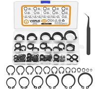 VIGRUE Assortiment de 400 anneaux de retenue en acier au carbone - 19 tailles - Clip E - Anneau de support externe - Clips en C externes - Boucles divisées - Rondelles M4-M28 avec boîte en plastique