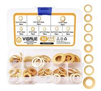 VIGRUE Assortiment de 80 rondelles de porte en laiton massif Ø 8/9,2/10,2/11,2/12,2/13/13,2 mm pour charnières de porte, dans une boîte de rangement