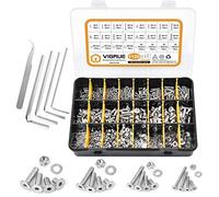 VIGRUE Lot de 1120 vis à tête fraisée en acier inoxydable A2-70 avec six pans creux M2, M3, M4, M5 - Vis à tête fraisée Écrous et rondelles Assortiment avec boîte de rangement noire