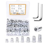 VIGRUE Lot de 160 écrous à visser M6 M8 - Insert fileté en bois - Manchons à visser pour rampa - Pour meubles en bois - Écrous hexagonaux hexagonaux en acier galvanisé - Avec clé