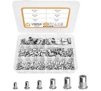 VIGRUE Lot de 250 écrous à riveter M3 M4 M5 M6 M8 M10 Rivets filetés Écrou à rivets A2-70 en acier inoxydable Outil à tête plate Filetage Rivet Nutsert Capuchon Écrous pour pince à écrou à riveter