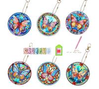 VIGTNG Diamond Painting Porte Clé, 5D Peinture Diamant Porte Clés, adapté Aux GarçOns, Filles, NoëL, Cadeaux, DéCoration Pendentif de Sac à Dos de Sac à Main (Papillon)