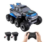 VIHBRAI Monster truck amphibien télécommandé 8WD RC avec 2 batteries rechargeables, pick-up RC tout-terrain étanche avec fonction dérive pour sable, eau et terrain