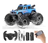 VIHBRAI Voiture télécommandée amphibie 2,4 GHz 4WD avec double commande gestuelle par horloge et contrôleur, voiture de garde-corps rotative à 360 °, voiture de dérive tout-terrain, jouet cadeau