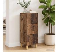 VIHHQGC Armoire à tiroirs en bois vieilli 33 x 34,5 x 90 cm | Design vintage, pieds en eucalyptus, surface facile d'entretien, placement flexible, support stable