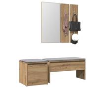 VIHHQGC Ensemble de garde-robe en chêne Artisan avec miroir et banc | Matériau en bois robuste, tiroirs pour l'ordre, miroir pour la dernière vérification, charge jusqu'à 110 kg