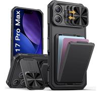 Vihibii Coque pour iPhone 17 Pro Max Porte Carte, Support Dissimulé, Noir | Protection Objectif, Protection Silicone Antichoc Qualité Militaire Case Résistant Solide Etui pour iPhone 17 Pro Max 6,9"