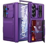 Vihibii Coque pour Samsung Galaxy Z Fold 7 avec Carte Bancaire & Cache Caméra, Protection de la Charnière, Protection de L'écran, Antichoc Rigide Robuste Case Étui pour Samsung Fold 7, Violet Foncé