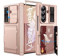Vihibii Coque pour Samsung Galaxy Z Fold 7 avec Porte Carte & Cache Objectif, Protection de la Charnière, Protection de L'écran, Etui Portefeuille Robuste et Antichoc pour Samsung Z Fold 7, Rose Gold