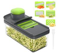 Vihoom Mandolines de Cuisine, Coupe Legume Multifonctions, Mandoline Professionnelle Cuisine avec 5 Lames Interchangeables, Mandoline Japonaise pour Tranche/Julienne（Vert）