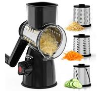 Vihoom Râpe à Fromage Rotative, Mandoline Cuisine Professionnelle, Coupe Legumes Multifonctions avec 3 Lames de Tambour, Rapeuse Legume pour Fromage, Carottes, Concombre, Pommes de Terre