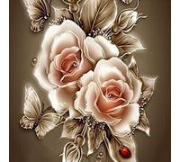 Viiegor Diamond Painting Kits Complets Rosa, Broderie Diamant Painting Complet Pianta Fiore, Peinture Diamant Point De Croix Diamant Arts Craft pour Home Décoration Murale 35x35cm