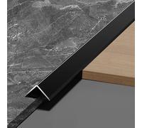 VIIGUIY Barre de Seuil Bande de Transition de Sol en Aluminium Noir, Lot de 2 Moulures de Nez de Marche en L, Protections de Bord de Mur Étanches pour Carrelage, Bois et Stratifiés(20x30mm(0.8x1.2))