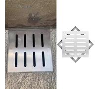 VIIGUIY Caniveau Exterieur Grille de Caniveau en Acier Inoxydable 304, Couvercle de Caniveau avec Base, Plaque de Remplacement Caniveau Français D'allée Ou Jardin(30x30cm (11.8x11.8))