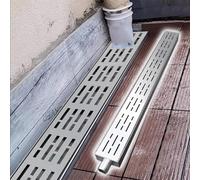 VIIGUIY Caniveau Exterieur Système de Caniveau Extérieur avec Sortie D'extrémité, Drainage de Canal et Grille en Acier Inoxydable, Caniveau à Fente pour Terrasse(10x5cm (3.9x2))
