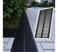 VIIGUIY Grille Caniveau Grille de Drainage en Plastique à Haute Teneur en Polymère, Couvercle de Caniveau Robuste, Plaque de Recouvrement D'égout Garage Extérieur(50x20X2cm (19.7x7.9x0.8))