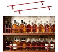VIIGUIY Rail de Protection D'éTagèRe Ensemble de Barres de Protection pour Étagères de Cave Vin, Barre Sécurité Métallique pour Porte-revues, Rebord D'étagères Flottantes Cuisine(Red,60cm/23.6in)