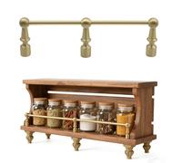 VIIGUIY Rail de Protection D'éTagèRe Garde-Corps de Tablette en Laiton Brossé avec Embouts de Poteaux, Rail Galerie Métallique Vintage, Kit Barrière Tubulaire Ronde pour Étagères(Style C,85cm/33.5in)