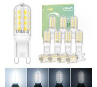 VIIIVA Ampoule LED G9 Dimmable, Blanc Froid 6000K 500LM, 5W Equivalent 45W Halogène Lampe, CRI> 80, Culot G9 Standard, Économie D'énergie, AC 200-240V, Adapté Pour les Lustres, Lampe Murale, 12 Pcs