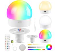 VIIIVA Ampoule rechargeable avec base magnétique amovible, batterie E27 2000 mAh avec télécommande, 12 couleurs RVB + 3 températures de couleur pour camping, fête de jardin, décoration d'intérieur (1