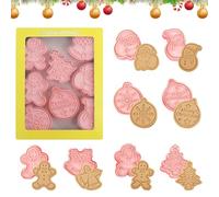 Viilich 8pcs Emporte-Pièces et Tampons de Noël Pressables 3D, Plastique, Divers Styles pour Décoration de Gâteau, Fondant, Biscuit, Cookie, Pâtisserie