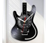 Viiluuxr Disque Vinyle Pendules Murales 30cm Diamètre Guitare Basse Instruments Musique Horloge Cuisine Salon Numérique Murale Silencieuse sans Tic-tac Décoration Maison Wall Clock Cadeaux.