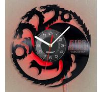 Viiluuxr Horloge en vinyle lumineuse à LED - 30 cm - Horloge radio-pilotée - Bande LED - Film de science-fiction - Dragon méchant - Décoration de chambre - Veilleuse sans bruit de tic-tac - Ambiance