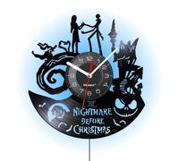 Viiluuxr Horloge Murale Design Moderne Disque Vinyle Pendule Murale Silencieuse LED Horloge Lumineuse Montre Murale Cuisine Décoration Créative 7 Veilleuses Colorées Orloge Mural Original Salon.