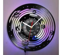 Viiluuxr Horloge murale en vinyle - 30 cm - En forme de ciel étoilé - Artisanat - Sans bruit de tic-tac - Pour bureau, chambre à coucher, école, décoration - Cadeau pour étudiants et amis - Coloré