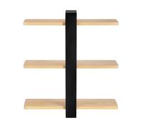 VIIROUD Grande Étagère Murale Longue en Bois Étagère Flottante Ajustable 3 Niveaux, Support de Suspension, pour Maison, Cuisine, Salon, Salle de Bain, Bureau Chambre, 58 * 50 * 16cm-Noir (2pc)