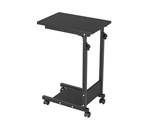 VIIROUD Table d'Appoint en Forme de C Hauteur Réglable, Table Roulette Hauteur reglable Coulissante 360° Pivotante pour Canapé/Lit/Baignoire - Moderne Petit Café,56,5 * 37*/95cm-Noir