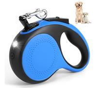 Viitech Laisse pour chien de 5 m - Bleu - 360° - Sans nœuds - Avec lumière LED - Corde de traction rétractable avec poignée antidérapante - Pour chiens de taille moyenne et grande jusqu'à 30 kg