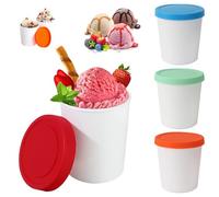 Viitech Lot de 4 bacs à glace réutilisables de 250 ml avec couvercle de fermeture en silicone pour crème glacée, dessert, gelée, sorbet