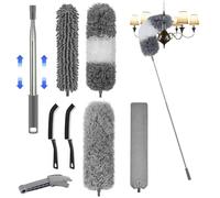 Viitech Lot de 6 plumeaux télescopiques lavables, longs, extensibles jusqu'à 2,8 m, plumeau télescopique lavable pour les espaces couverts, toiles d'araignée